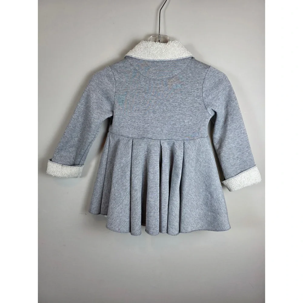 Mack &‎ Co Girls Sz S Gray Sherpa Collar Pleated Peacoat Size S Preppy Cute